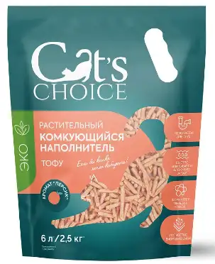 Купить cat's choice растительный комкующийся наполнитель тофу для кошек с ароматом персика 