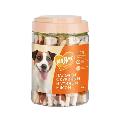 Мнямс лакомство для собак Палочки с куриным и утиным мясом