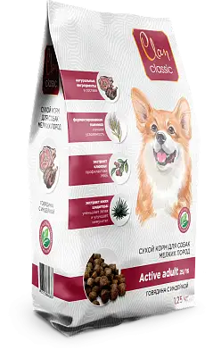 Clan Classic Active-25/16 сухой корм для активных собак мелких пород с говядиной и индейкой