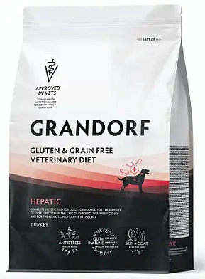 Grandorf Veterinary Diet Dog Hepatic полнорационный диетический корм для собак, для поддержания функций печени при ХПН срок годности до 18.12.26